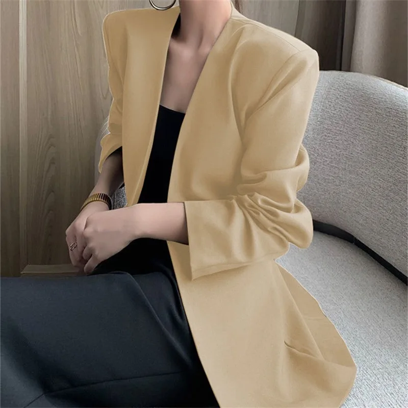 Casual Coffee Colored Women's Suit Jacket Spring 2026 Design Sensation Niche Korean Style Long Sleeve Regular Length Commute ...