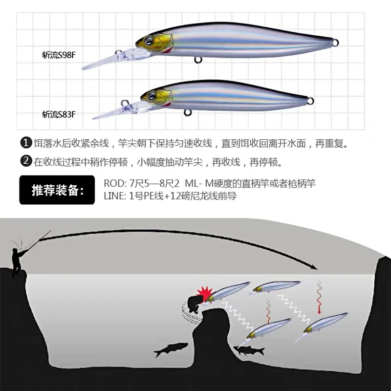 EWE Zhanliu 83F/98F بطيئة العائمة طويلة النار أسماك الصيد إغراء 9 جرام/14 جرام Isca الاصطناعي المتذبذب باس اليوسفي الأسماك الطعم الثابت