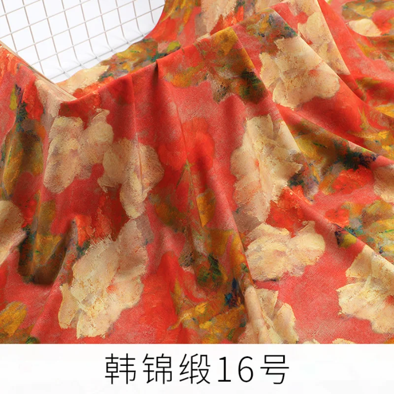 New twill digital printed fabric, cotton silk fabric, summer artificial cotton fabric, dresses, clothing, cotton silk fabric