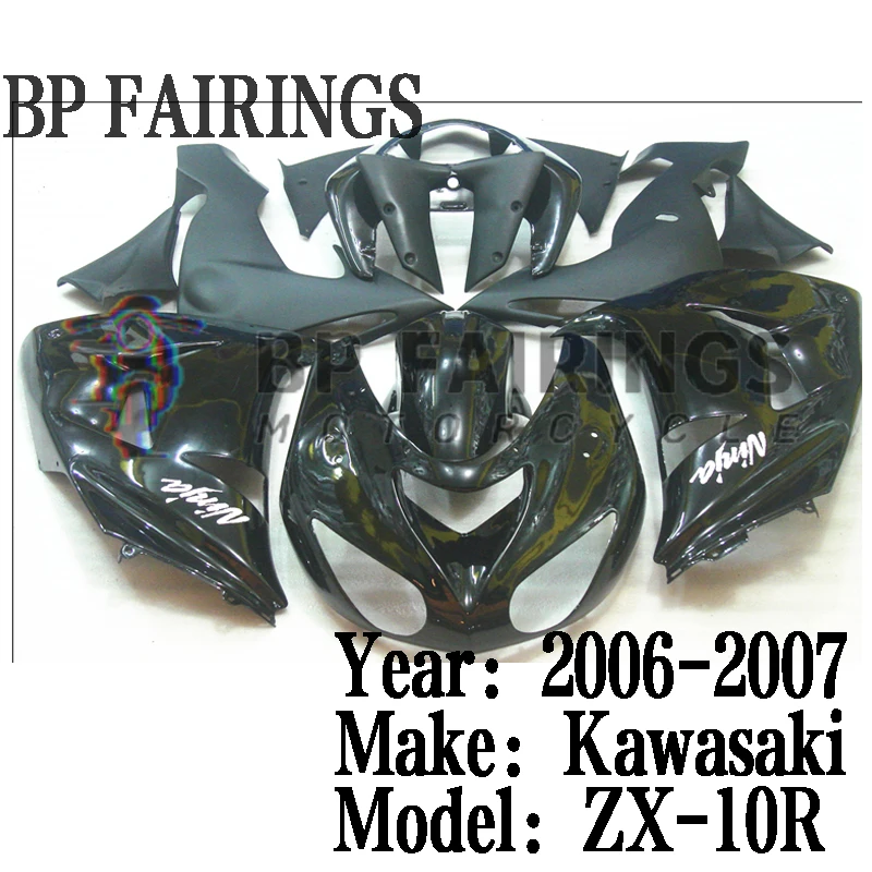 Fairing Kit For KAWASAKI NINJA ZX-10R Motorcycle Full fairings ZX10R 06 07 ZX1000 2006 2007 Bodyworks set Black