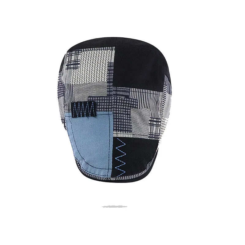 Regulowana męska czapka wiosna Sunmmer oddychająca bawełniany Patchwork Plaid Casquette gazeciarz Beret artysta malarz kapelusz wędkarski kobiet