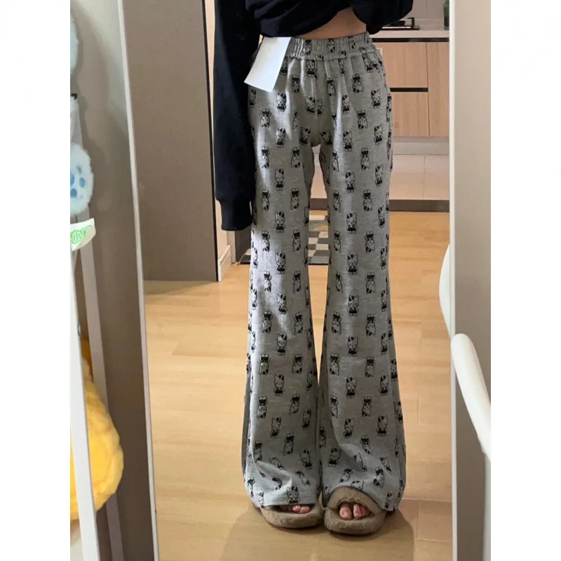 

Sanrio kt Cartoon Flare Pants High-waisted Slim-fitting Straight Bootcut Casual Pants Loose drape mopping the floor Streetwear