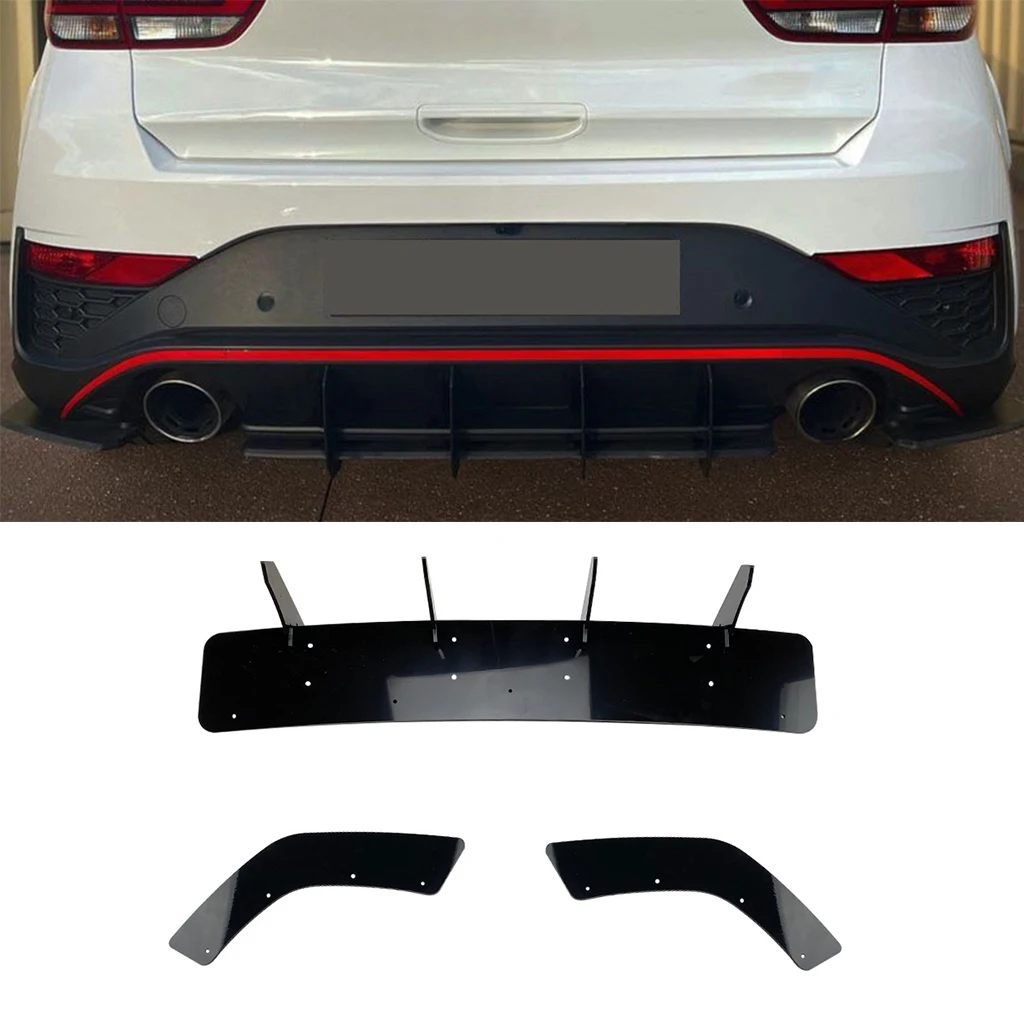 

Car Rear Bumper Diffuser Lip Splitters Spoiler Rear Bumper Protector Guard For Hyundai I30N MK3.5 Hatchback 2020-2023