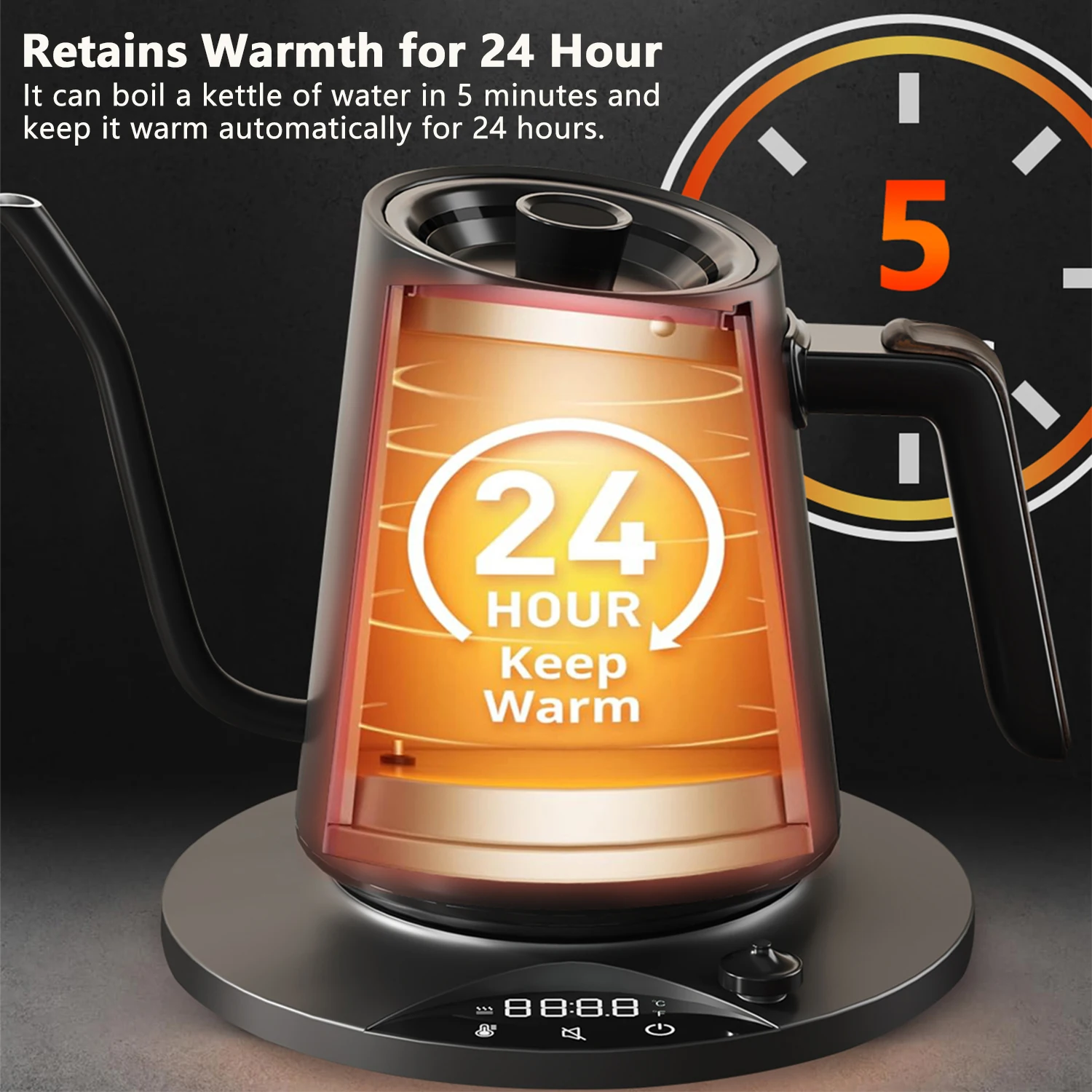 غلاية كهربائية معقوفة 0.9 لتر 1200 وات، وعاء قهوة مخمر يدويًا، غلاية تسخين سريعة 220 فولت #3