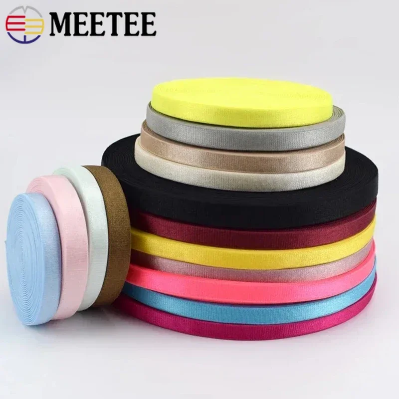 10/20/50Meters 10mm Color Nylon Spandex Elastic Bands Shoulder Strap Elasticity Trim Underwear Belt DIY Clothes Sewing Accessory