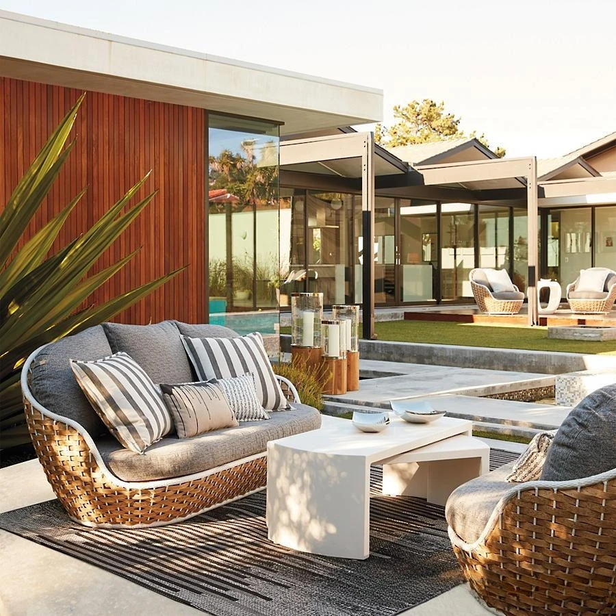 Sofa Garden Courtyard Villa Terrace Balcony Club Leisure Rattan Sofa Coffee Table Combination