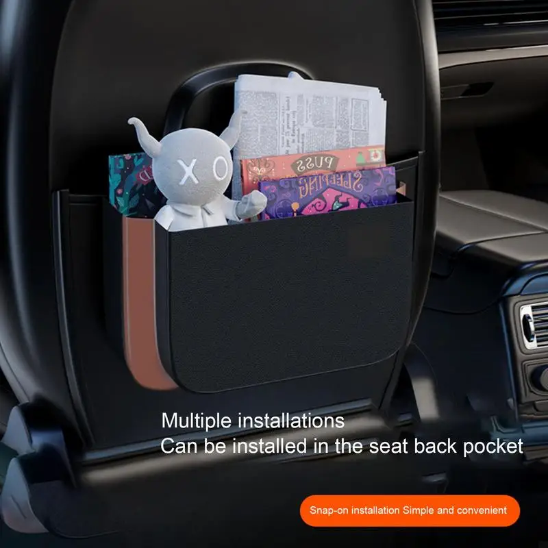 Car Seat Back Storage Box ABS Waterproof Rear Mounted Trash Can Car Seat Back Organizer Box Multi Function Storage Bags