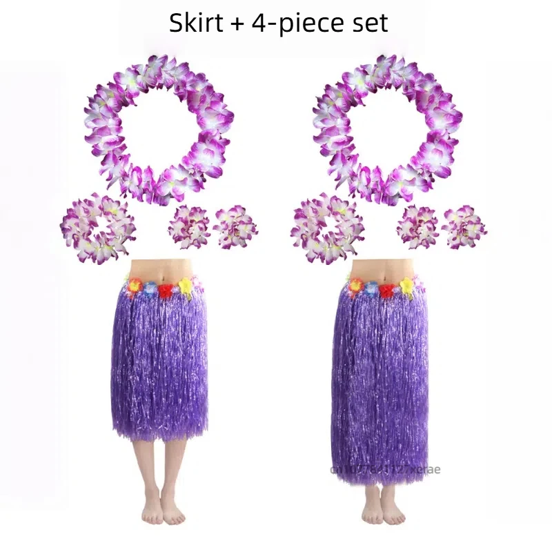 Belly Dance Double Layer หนา 6 ชิ้นชุดกระโปรงหญ้าฮาวายอัพเกรดพวงหรีดขนาดใหญ่ชุดกลุ่ม Stage Dance Performance