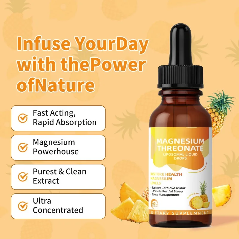 Pure Magnesium Threonate Drops Oral Liquid Supplement Easy Absorb Relax Body Support Healthy Sleep For Daily Use