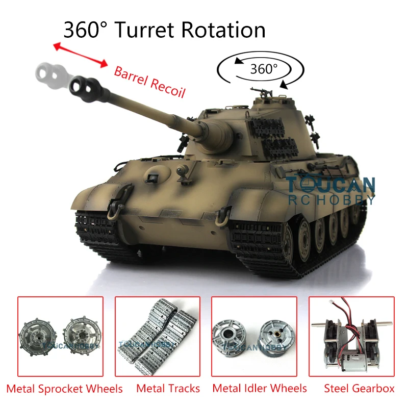 HENG LONG 1/16 7.0 Upgrade King Tiger RC Tank 3888A W/360 °   Samochód zdalnego sterowania Turret Barrel Recoil TH17568-SMT2