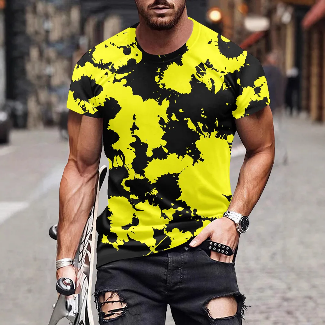 

Street style funny men's clothing casual T-shirt 3D printed creative pattern short sleeved loose round neck top for men