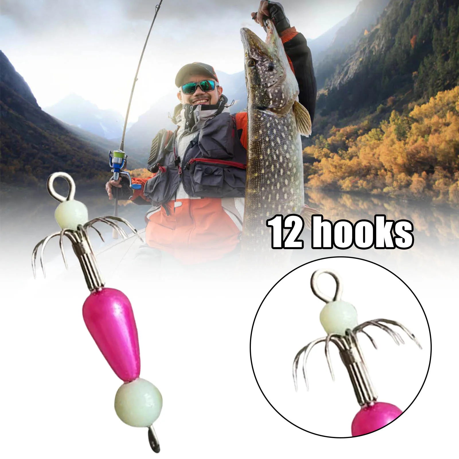 5/10pcs Fluorescent Explosion Hook Portable Nighttime Illumination Jigging Fishing Lures Luminous Fish Hook Set For All Waters