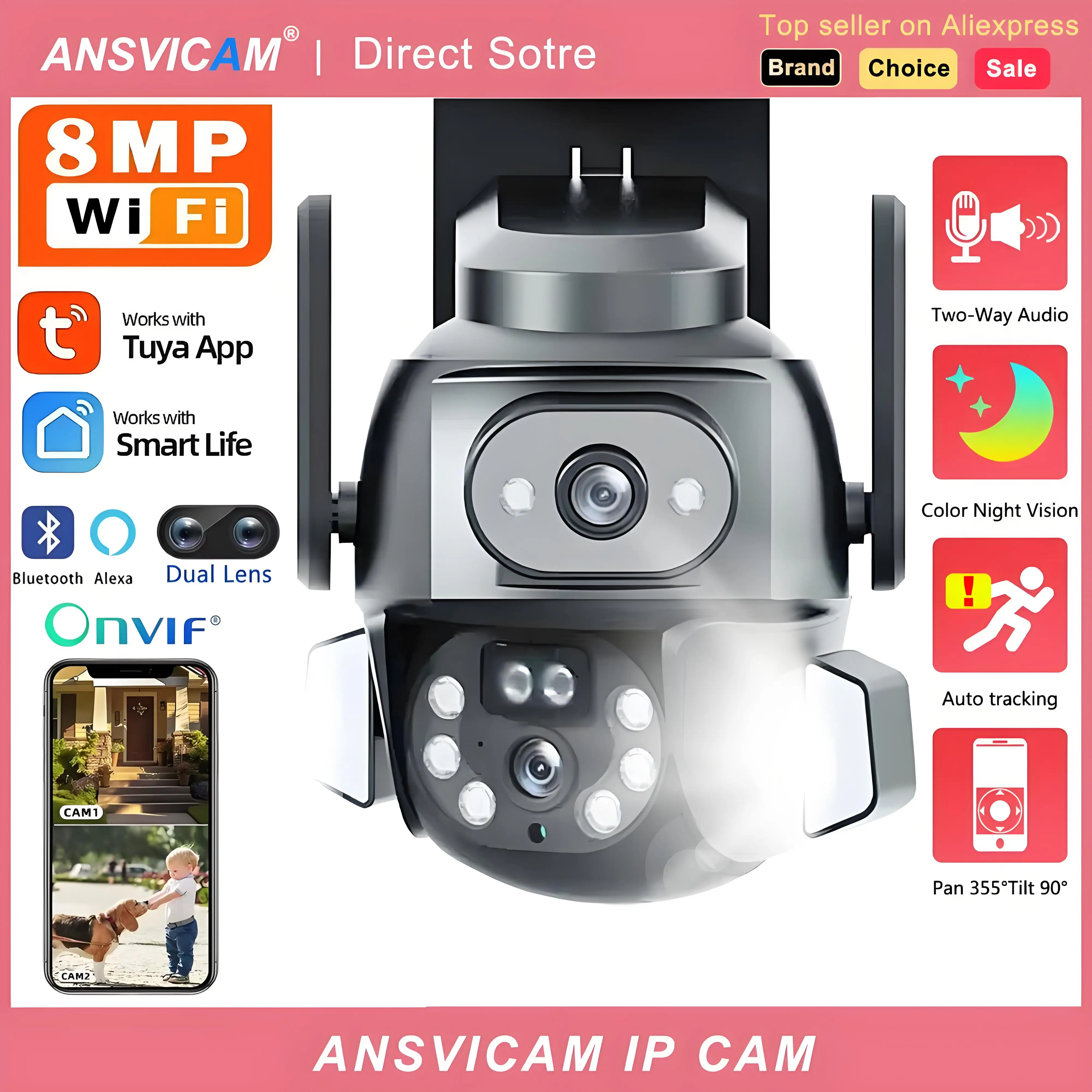 ansvicam-4k-8mp-wifi-camara-de-seguridad-tuya-pantalla-dual-ai-seguimiento-vida-inteligente-interior-exterior-camara-de-video-cctv-vigilancia-del-hogar
