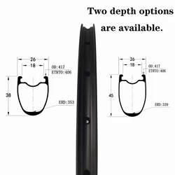 20 Inch Bike 406 BMX Folding Bicycle Carbon Rims Tubeless Compatible WIth Clincher 26mm Width 38 45mm Depth