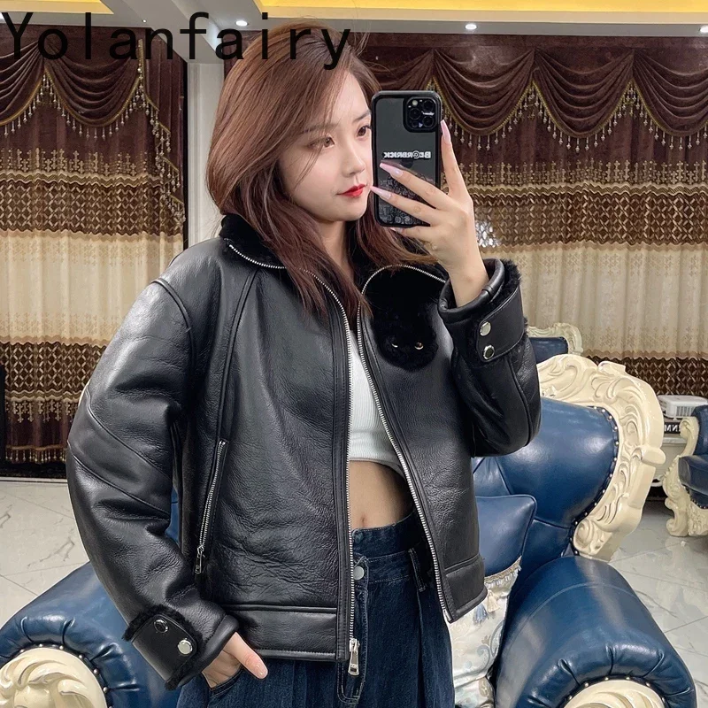 High Street Real Fur Coat Women Winter Fur Coats Natural Fur Jackets Korean Genuine Leather Jacket Women Outwears Abrigos Mujer