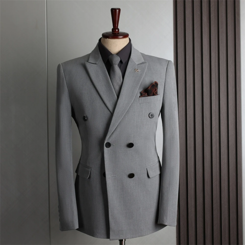 Double Breasted Jacket 6 Colors For Man Handsome One Piece Peak Lapel Suit Formal Occasions Tuxedo Decent Wedding Groom Wear