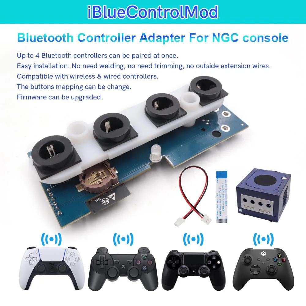 Newest 2024 iBlueControlMod NGC Bluetooth Internal Adapter Wireless Controllers Gamepad Adapter receiver For GameCube console