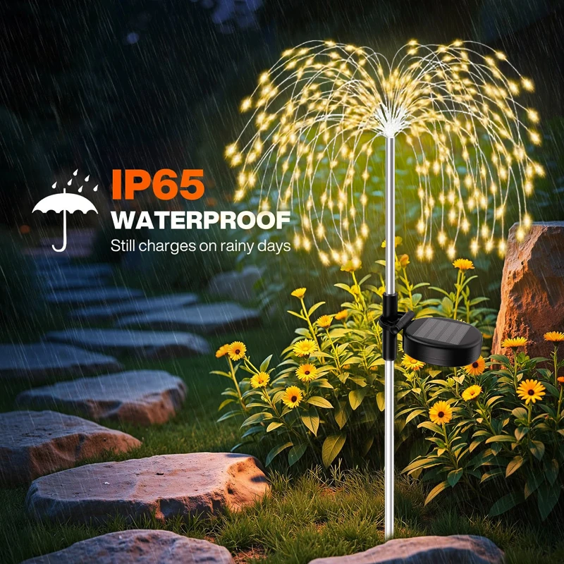 200LED Solar Firework Lights Outdoor Wire Flower Garden Decorative Lamp for Landscape Patio Pathway Yard Lawn Lighting
