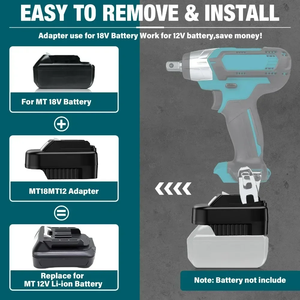 

MT18MT12 Battery Adapter for Makita 18V Lithium-ion Batteries Converts To for Makita 12V Battery Power Tools Electric Drills