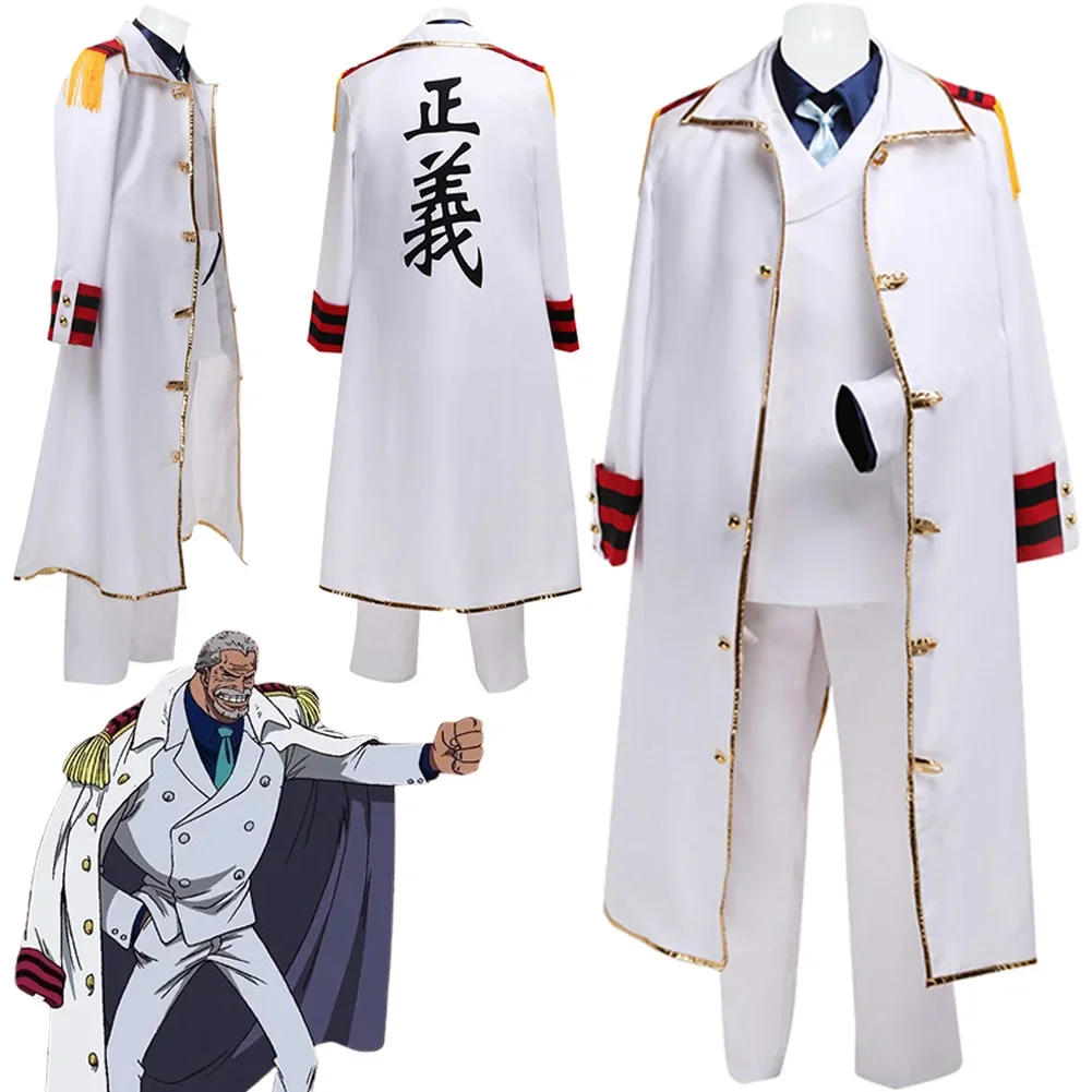 

Garp Cosplay Fantasy Long Coat Tie Clothing Anime Pirate Costume Disguise Adult Men Roleplay Fantasia Outfits Male Halloween