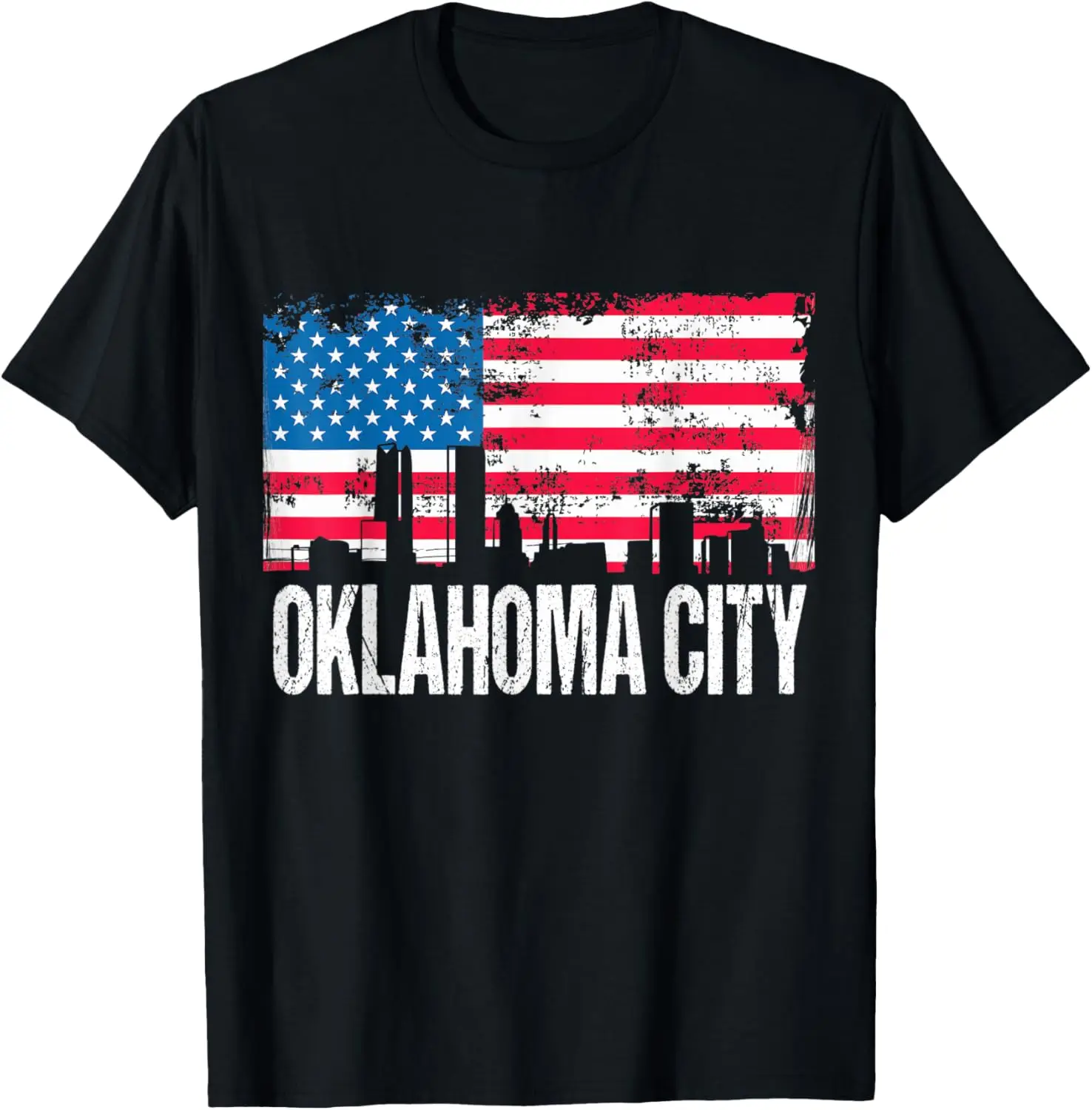 

Vintage US Flag American City Skyline - Oklahoma City USA T-Shirt
