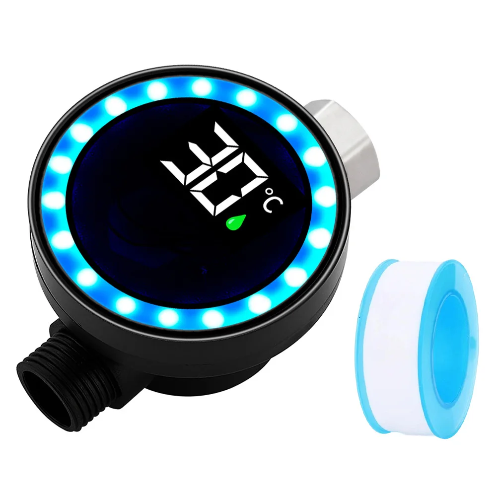 ميزان حرارة مياه LED للاستحمام مع عرض درجة الحرارة، 0-99 ° C Range ستانلس ستيل ABS PC، خيط مانع للتسرب 1/2 بوصة