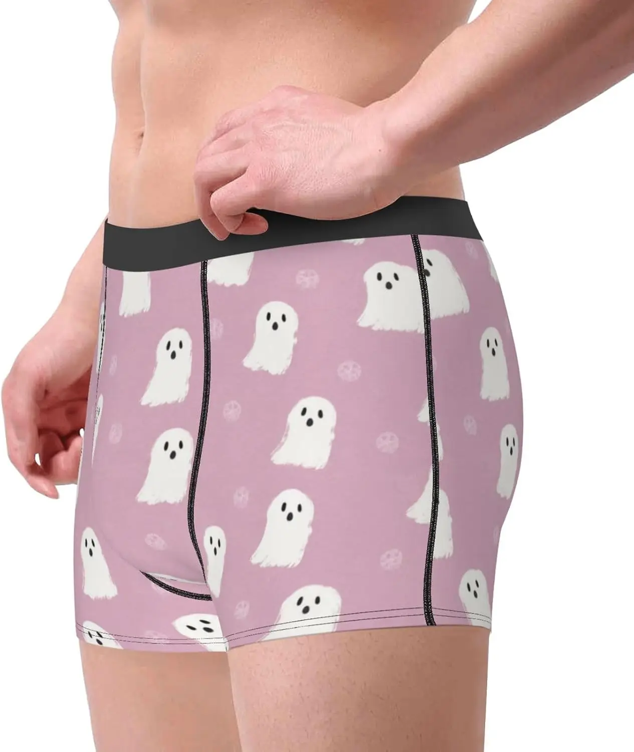 Cute Halloween Pumpkin Ghost Bat Men'S Boxer Briefs Soft Stretch Underwear Comfortable Breathable Printed Boxer Shorts