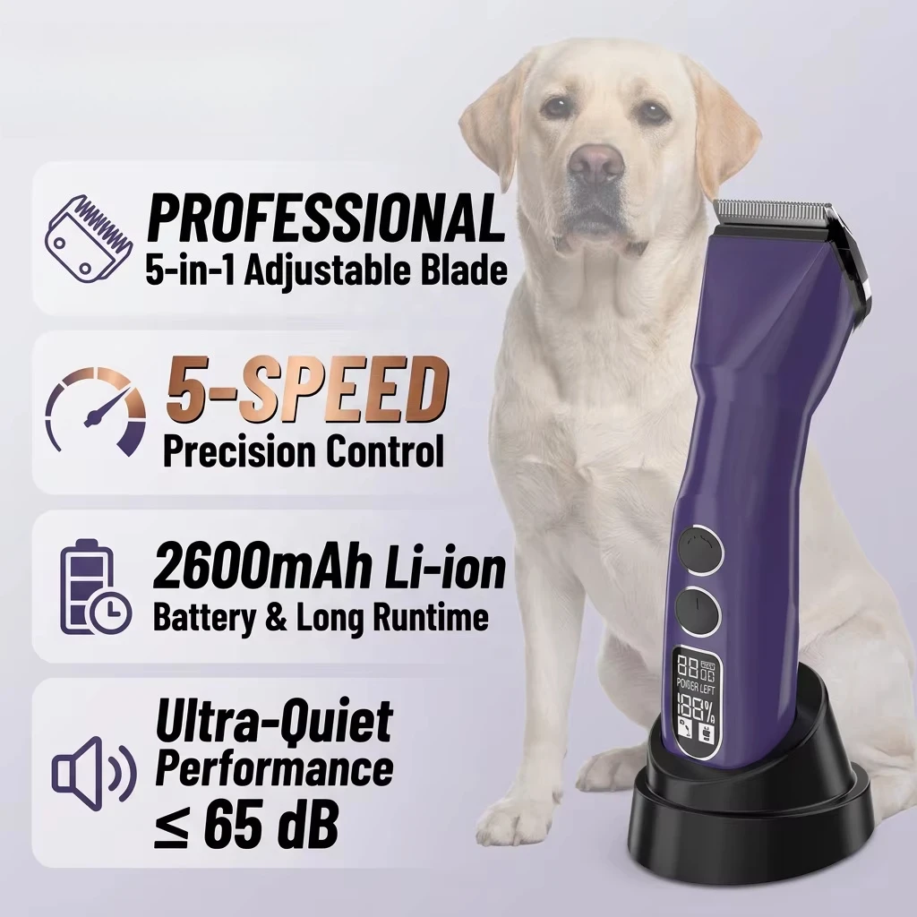 Pet Electric Hairdresser 5 in 1 Ceramic Blade Safety Professional Accessories for Pet Grooming and Salons