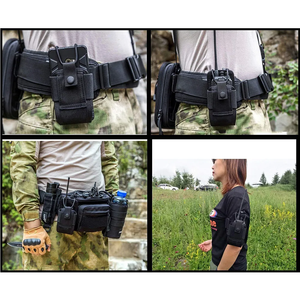 Tactical Walkie Talkie Carry Bag Molle Radio Pouch Holder Pocket Portable Outdoor Hunting Sports Waist Bag Interphone Holster view 5