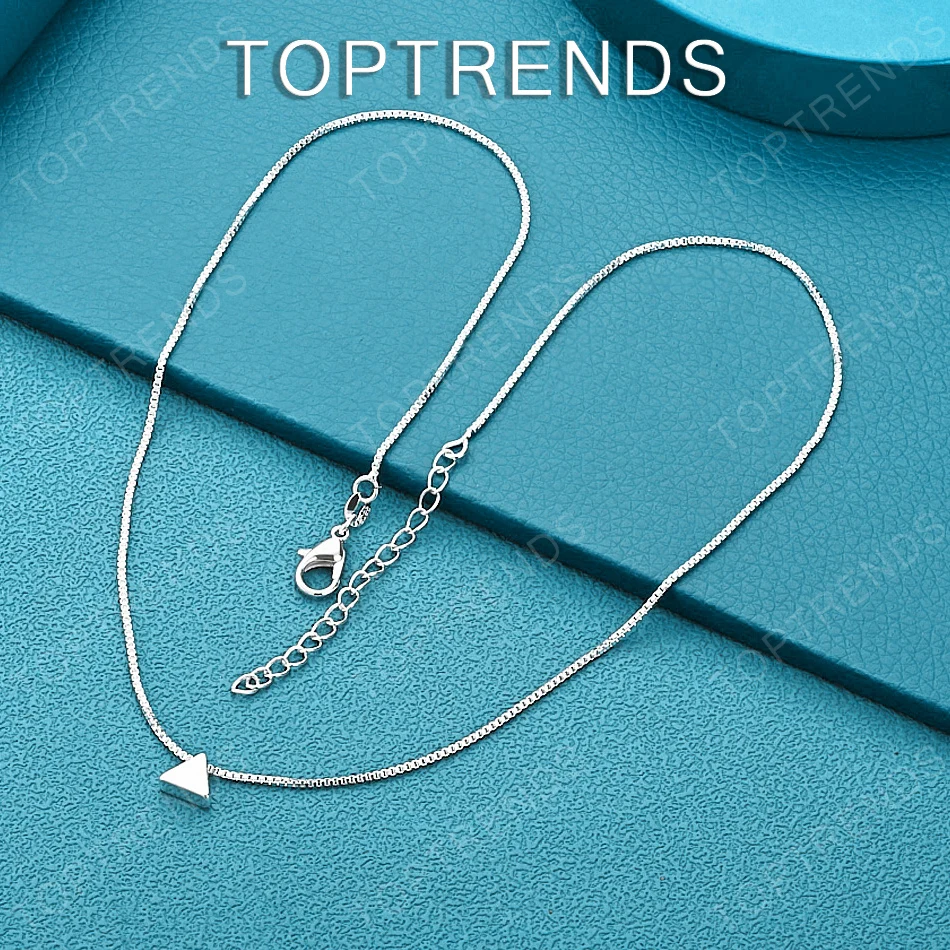 Trendy Small Triangle Necklace In 925 Sterling Silver High Quality Unisex Jewelry Gift Perfect Party And Versatile Everyday Wear