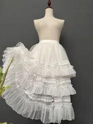 Sweet Lolita Lace Layer Sheer Mesh Princess Ball Gown JSK Skirt Women Japanese Kawaii Lovely Stage Show Party Event Skirt