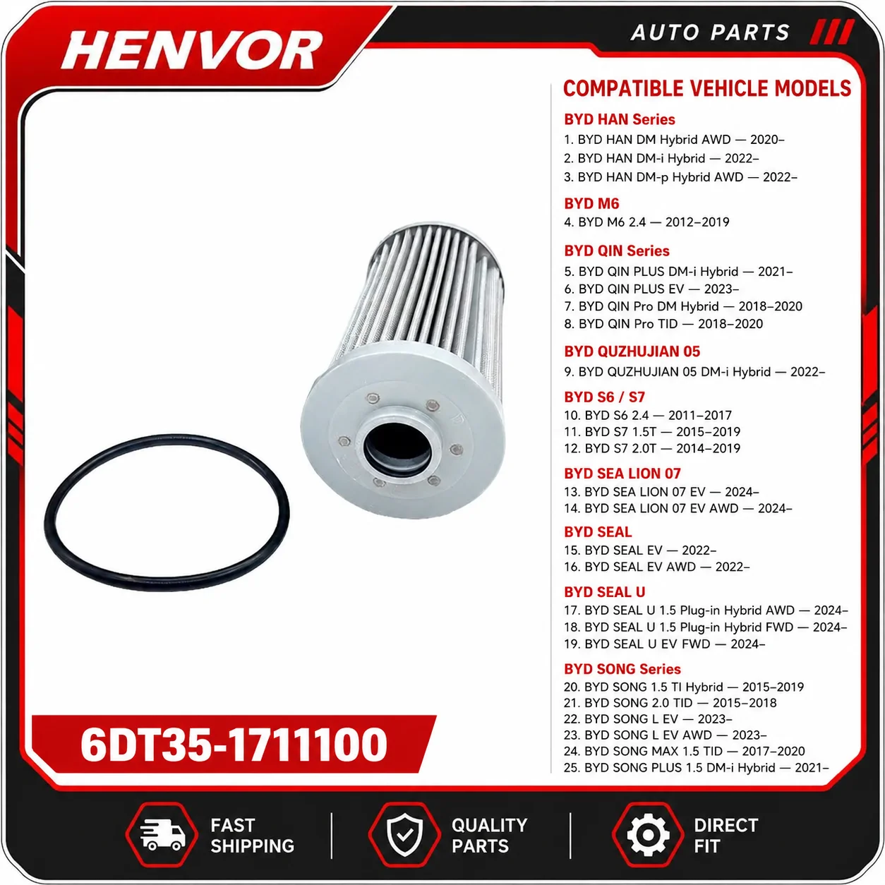 6DT35-1711100 Dual Clutch Transmission Oil Filter for BYD S6 S7 M6 HAN QIN SONG PLUS DM-i 10920739-00 12314254-00