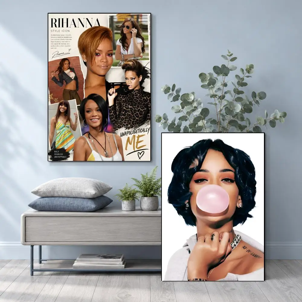 Glamorous Confident Artist R-Rihanna Poster Frameless PP Self Adhesive Aesthetic Room Gift Decor