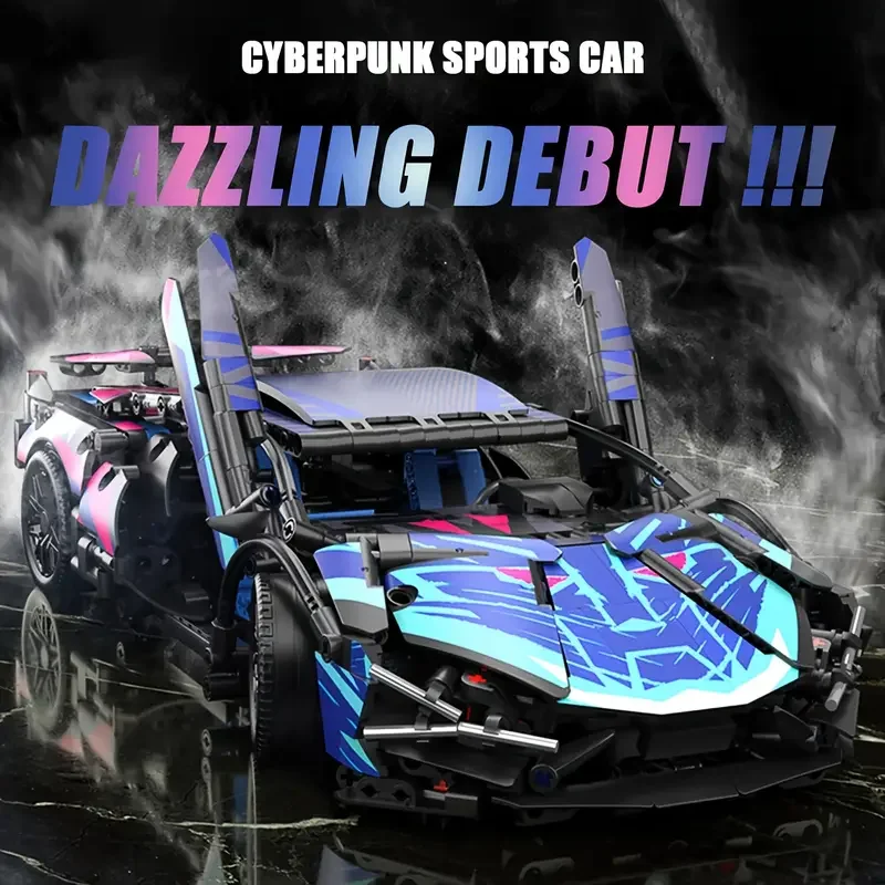 1635 قطعة سلسلة التكنولوجيا الكلاسيكية سايبر نمط سباق السيارات اللبنات مدينة العلامة التجارية الشهيرة Supercar Moc الجمعية لعبة هدية عيد الفصح هدية عيد ميلاد #2