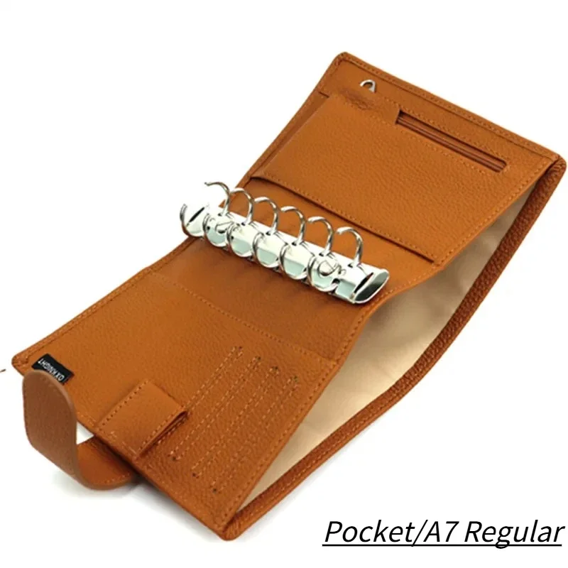 ox-knight-pocket-a7-size-rings-planner-with-100-ruled-genuine-lychee-grain-leather-notebook-cover-paper-agenda-diary-sketchbook
