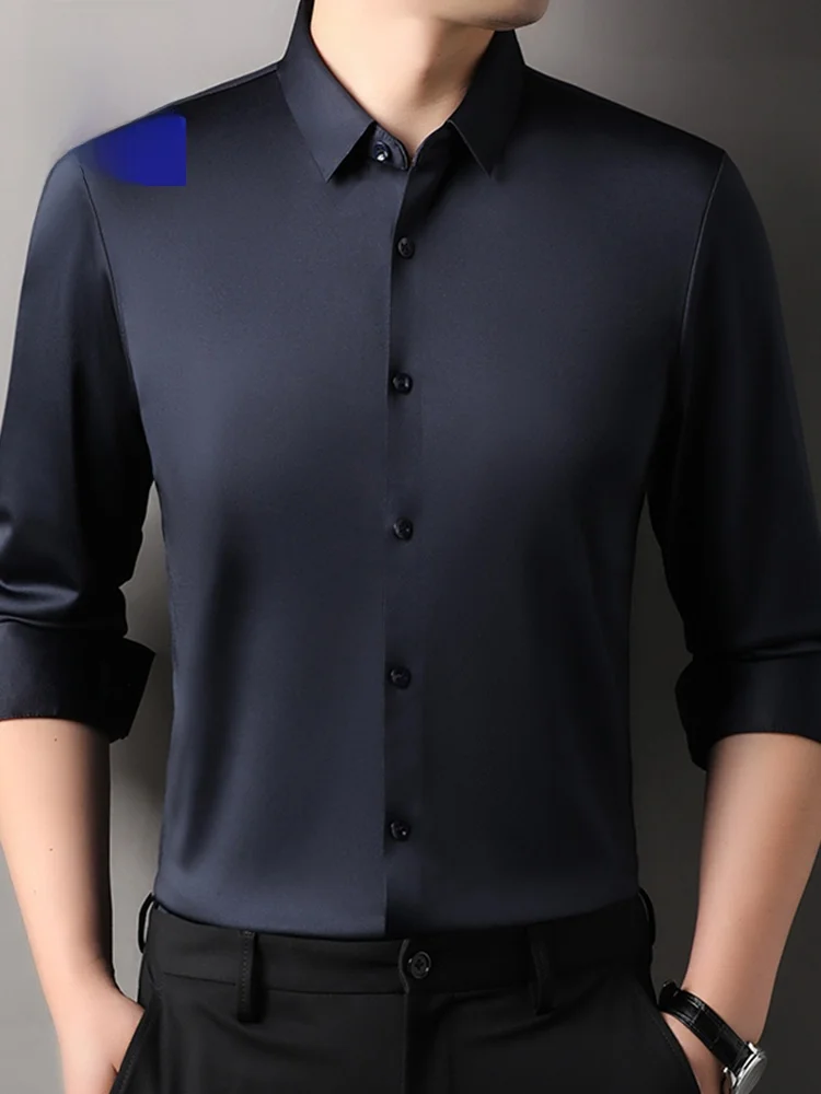 

Lormen High End Sl Long Sve irt Men's Busin Casual Slim Fit Anti Wrinkle Elastic Color irt Spring Autumn