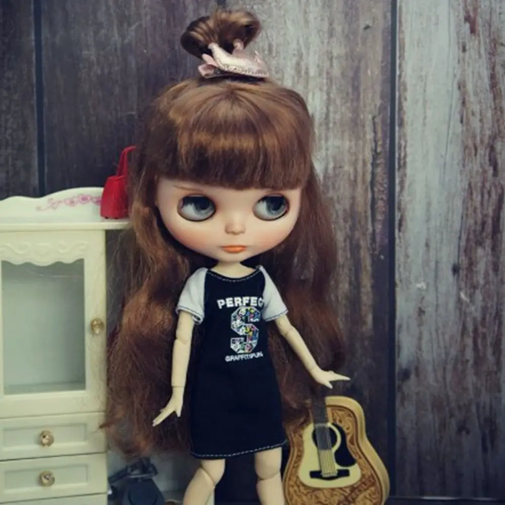Fashion Elegant T-shirt Dresses Cute DIY Accessories Party Clothes Mini Doll Simple Dresses for azone19 ICY DBS Dolls