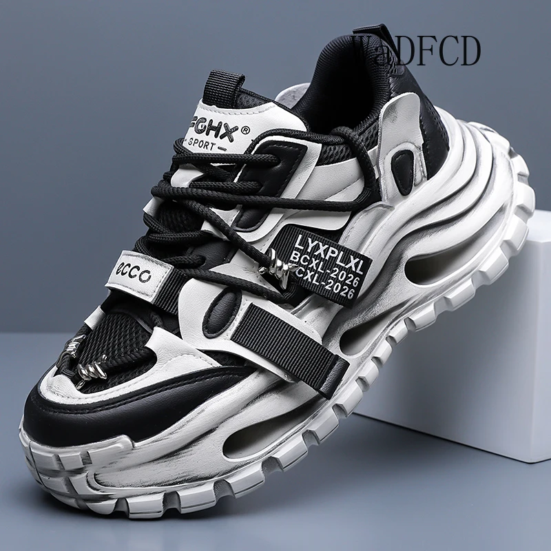 

Мужские дизайнерские кроссовки Chunky Sneakers с полой подошвой, модные повседневные спортивные туфли из кожи и ткани, дышащие, на платформе, увеличивающие рост