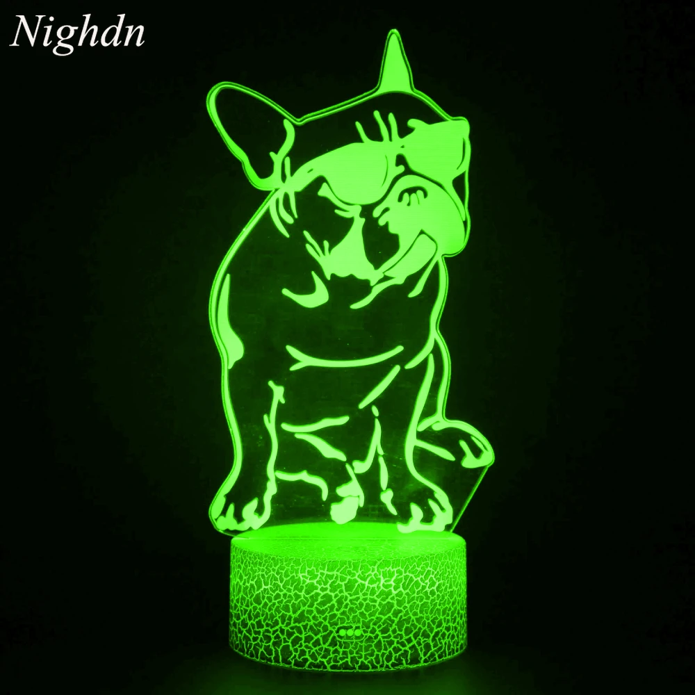 Nighdn 3D French Bulldog Dog Night Light LED USB Charge Bedside Lamp Birthday Christmas Gifts for Boys Girls Kids Room Decor