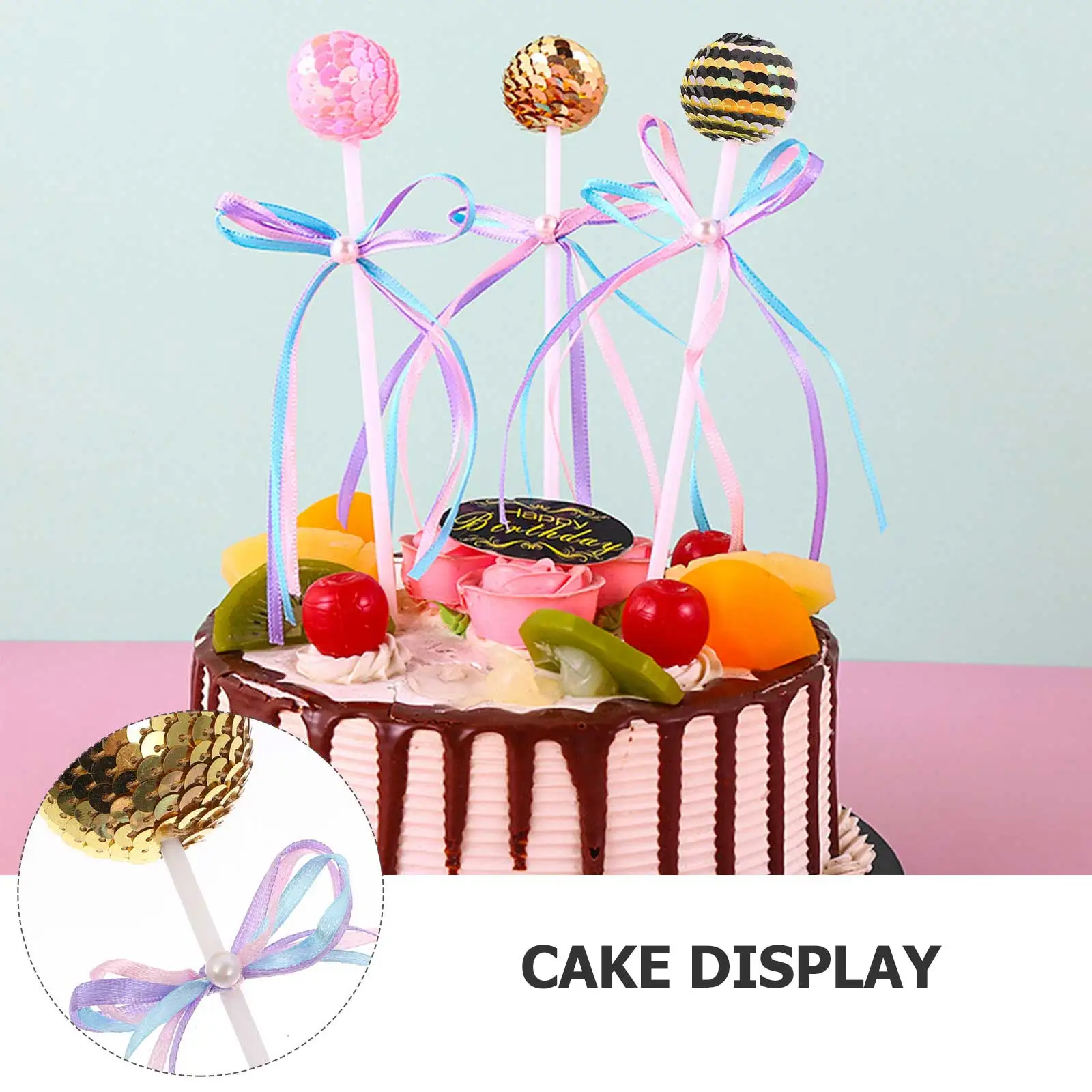 

9 Pcs Sequin Cake Picks Heart Shaped Felt Decorations Birthday Cupcake Toppers Party Supplies Cake Insert Cards