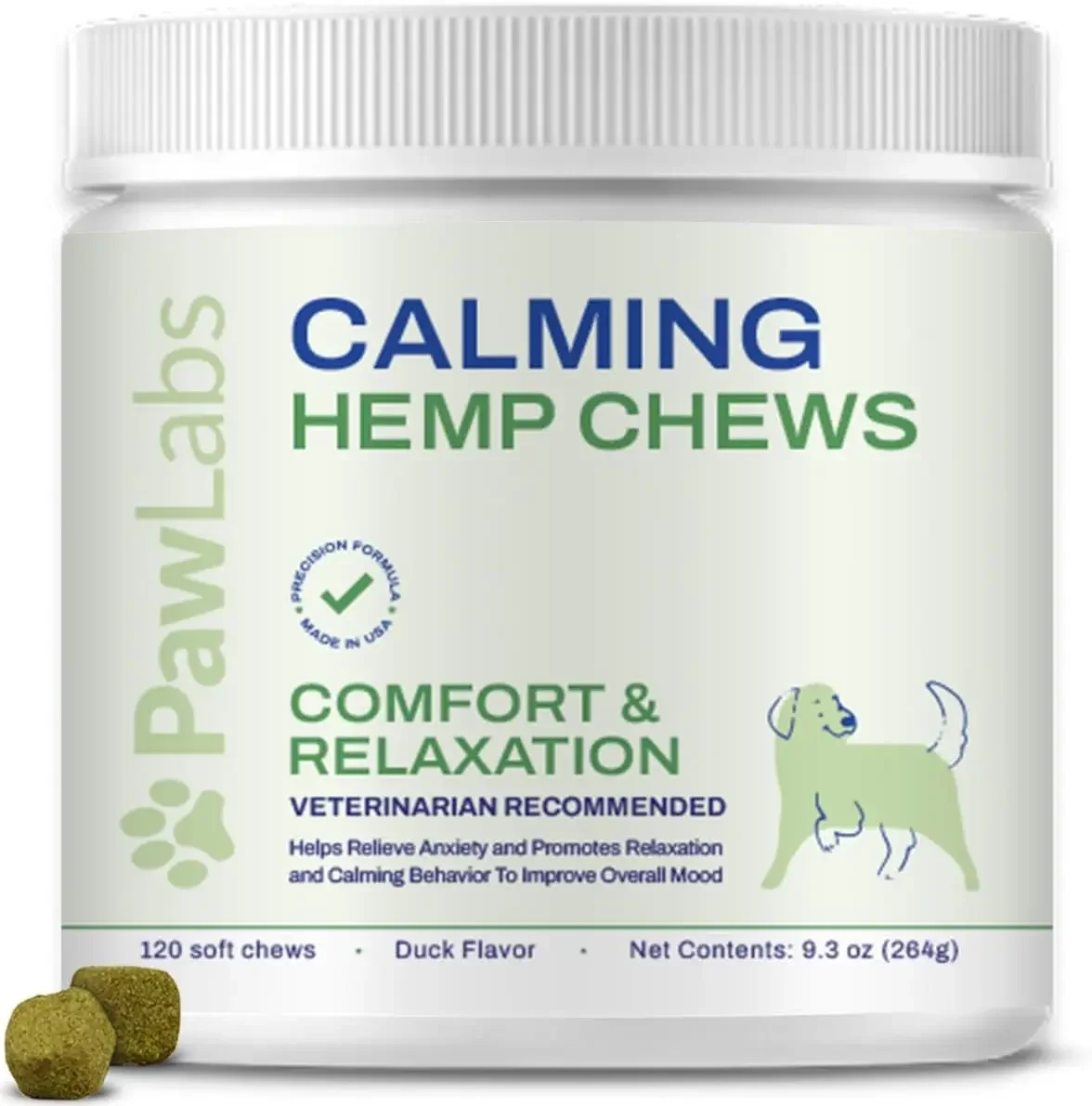 Hemp Chews for Dogs - Relieve Anxiety & Stress - Organic Hemp, Chamomile, Protein Powder, Valerian Root - Natural Calmin