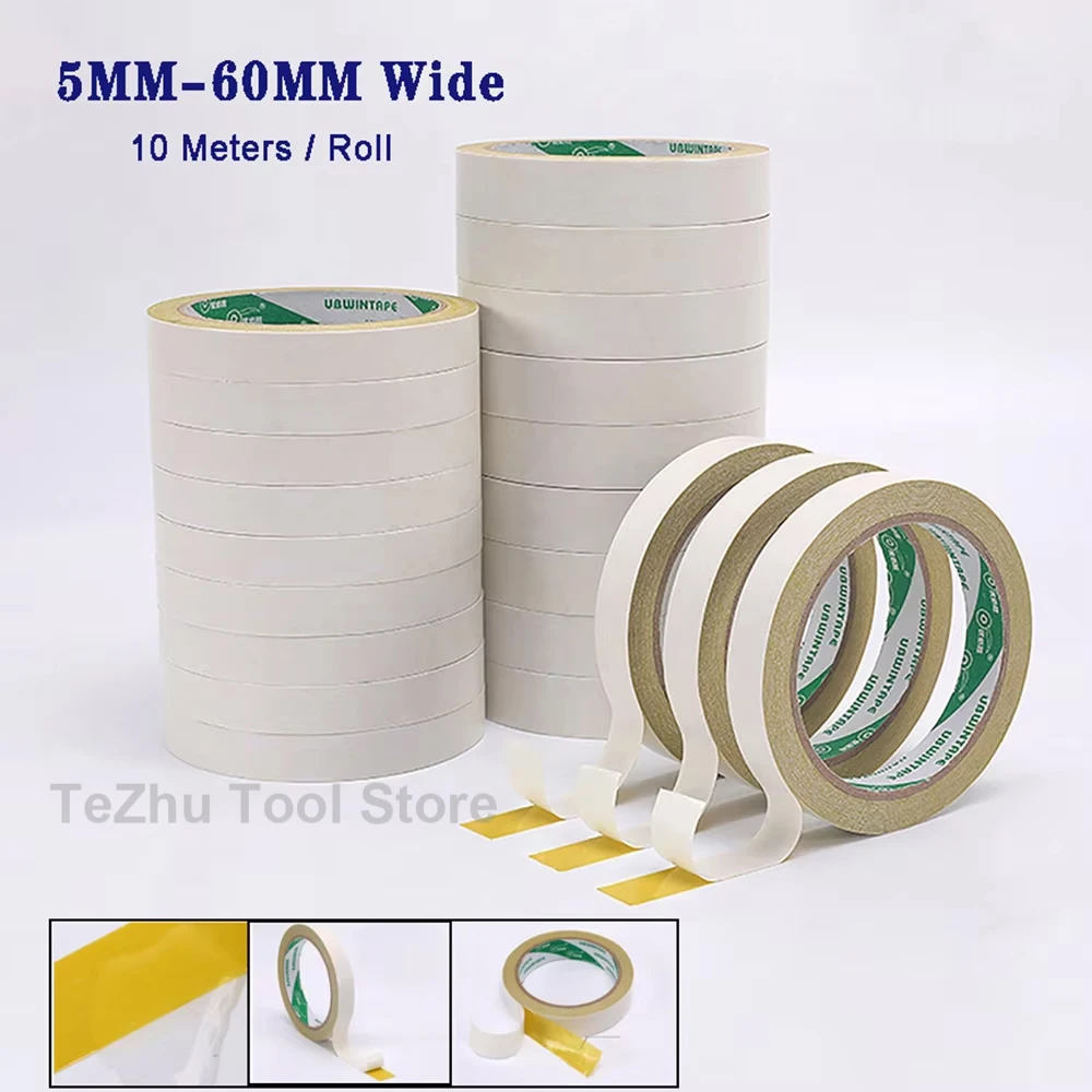 

10m/Roll Yellow Oily Double-Sided Tape Super Strong Sticky High-adhesive Tapes for Home Office School Handmade DIY 5-60mm Wide