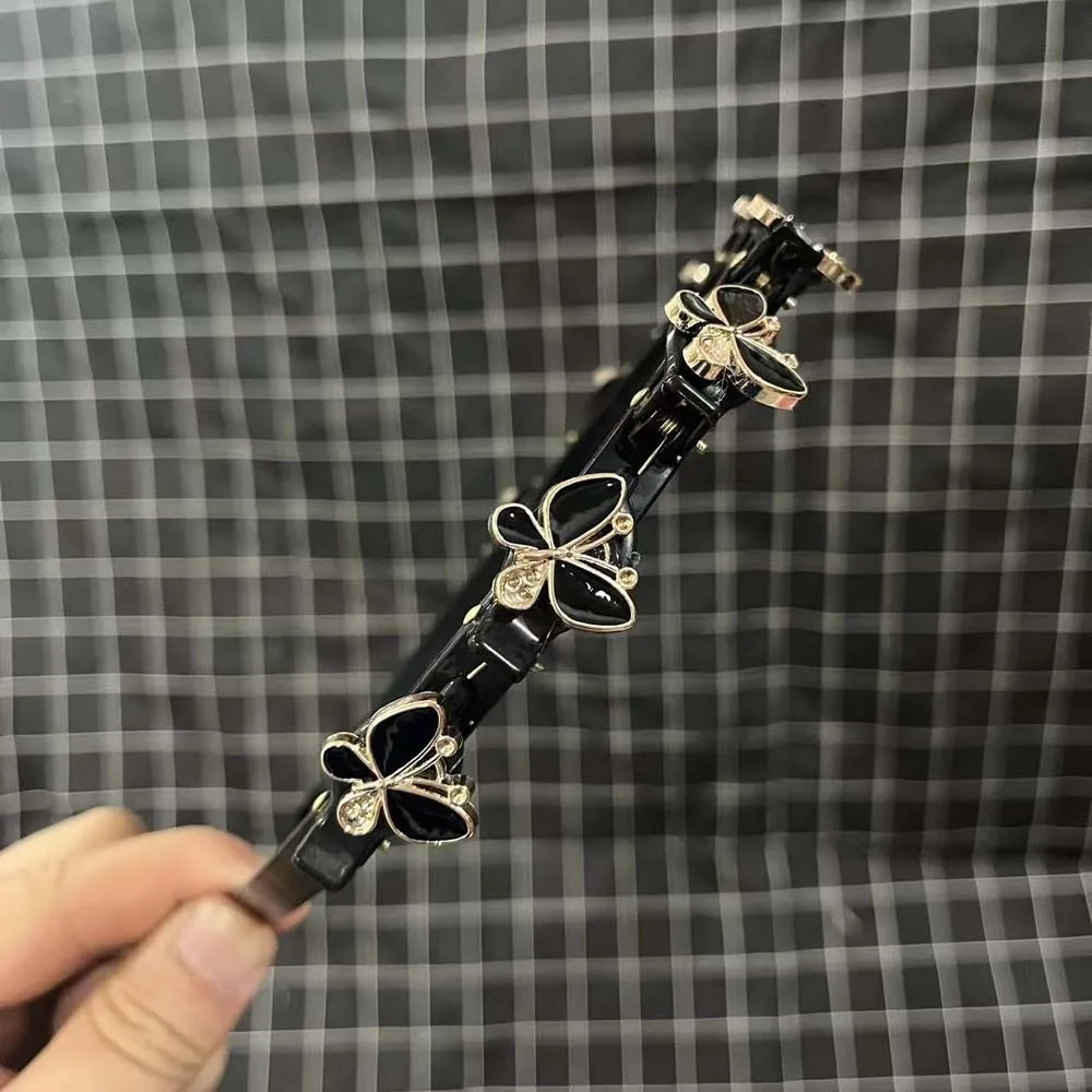 

Elegant Hair Bands with Clips Sweet French Style Women Butterfly Hair Hoop Headwear Hair Weaving Tool