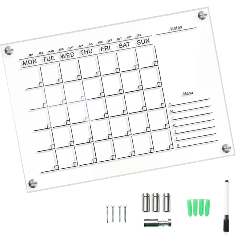Home Sign Acrylic Wall Calendar Whiteboard Monthly Glass Chore Chart Reusable Rv Fridge Memo Boards Weekly Planner