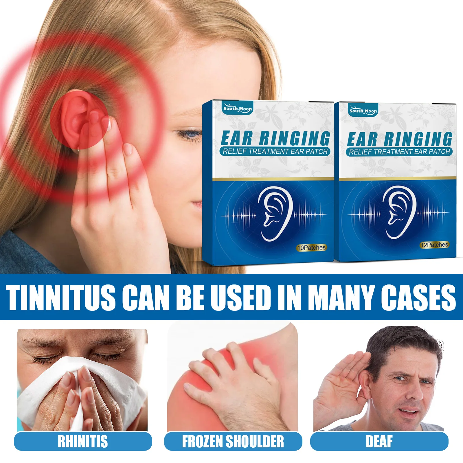 Tinnitus Relief Patch for Ringing Ear Natural-Herbal Relieves Earaches Improves Hearing&Boost-Blood-Circulation Cuidado Personal