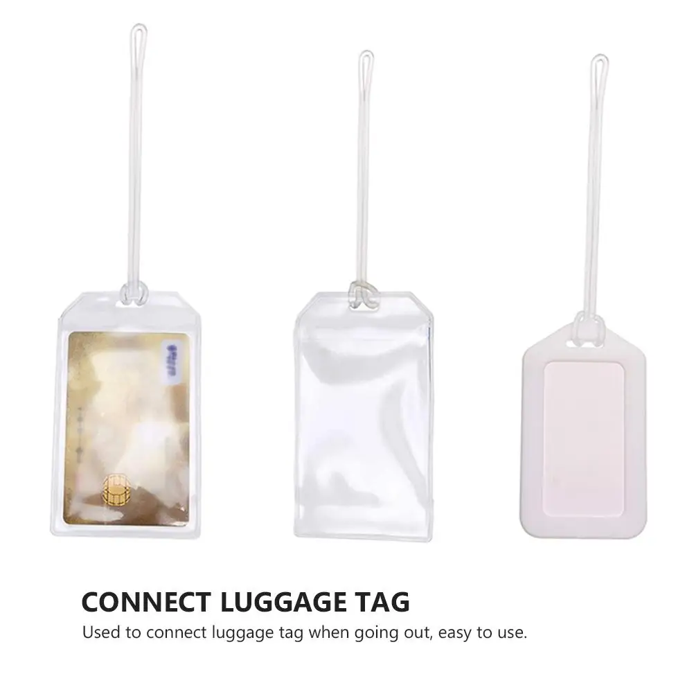 100 Pcs Clear PVC Soft Luggage Tag Lanyards Elastic Travel Loops ID Straps Pouch Name Tag Loops Reusable Accessories For Covers