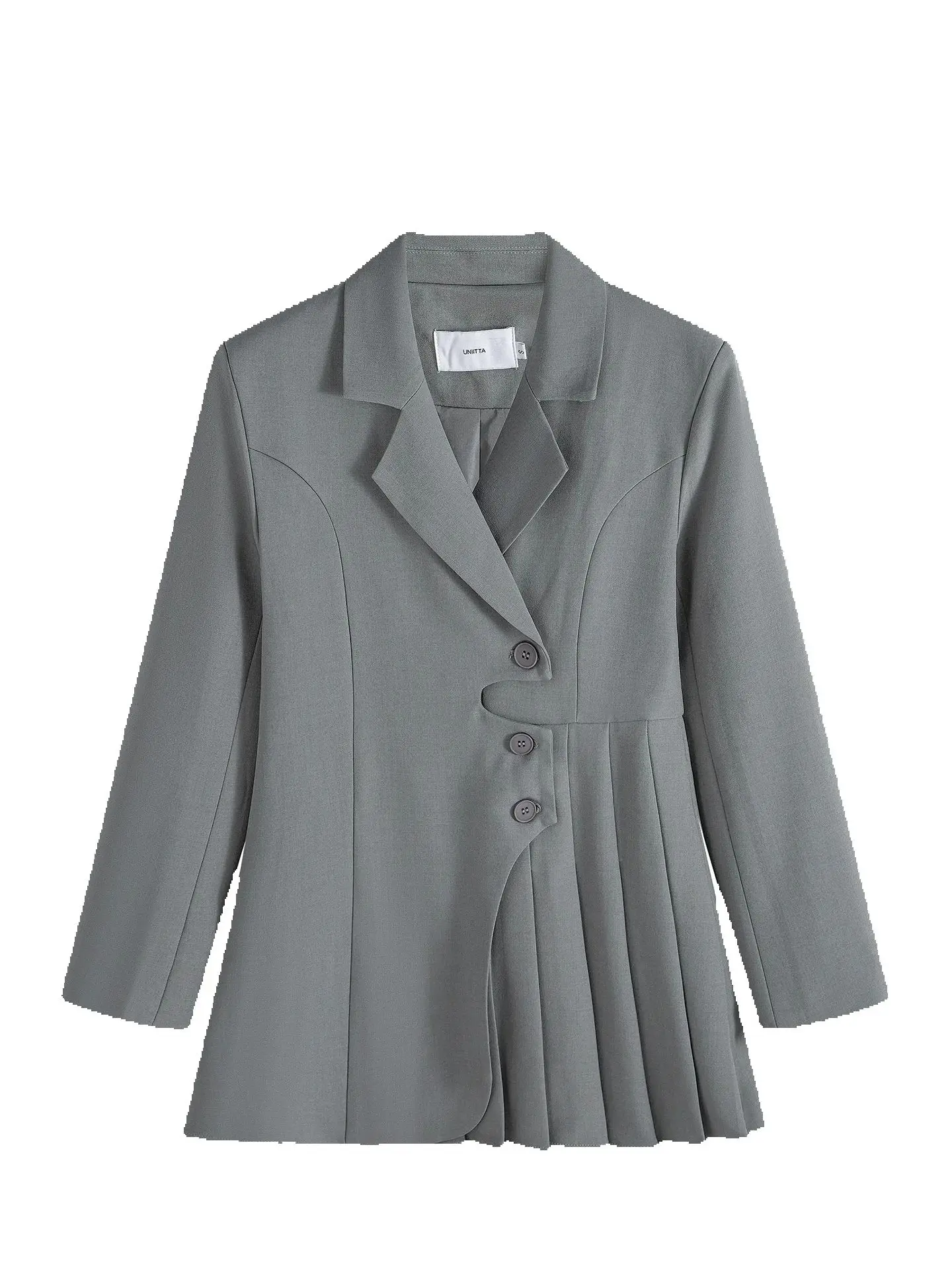 Solid Color High-end Suit Dress For Women New Early Autumn Design Irregular Dress French Commuting Pleated Mid Length Skirt
