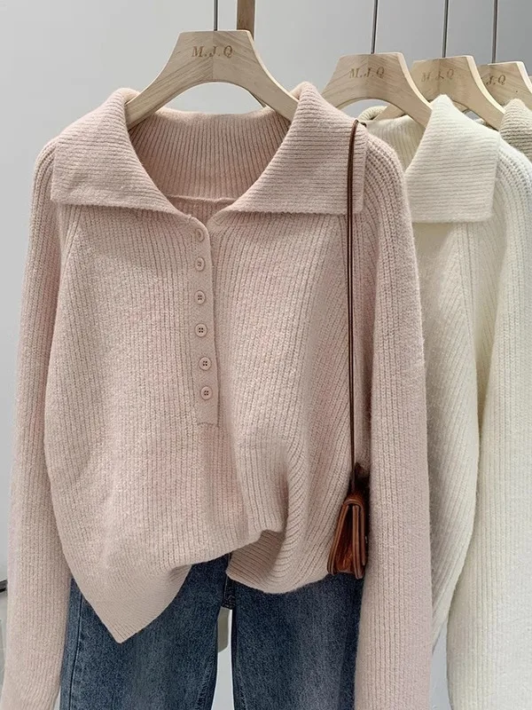 

Soft Cozy round Ne Knitted Sweater Women's Spring Autumn Loose Comfortable Versatile Overhead irt Korean Sle Commute