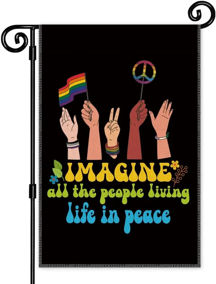 Imagine All The People Living Life In Peace Garden Flag, Welcome Garden Flag Yard Decorations, 12 x 18 Inch Double Sided Out yyi