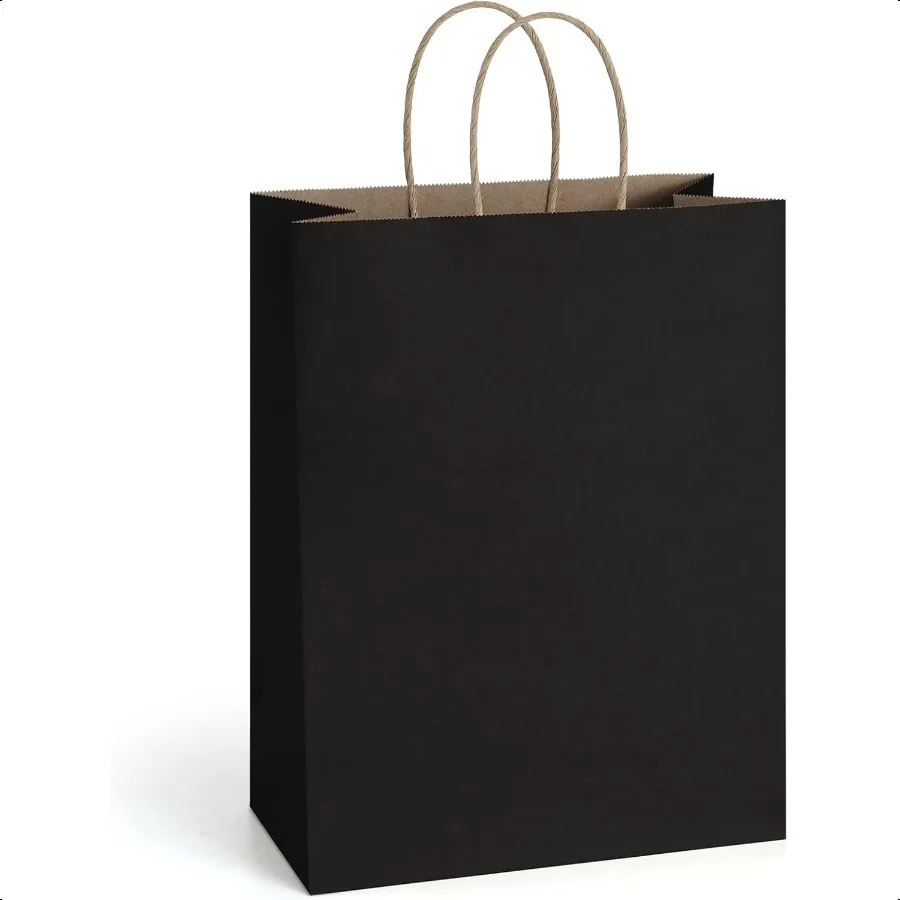 

Gift Bags 10x5x13 25Pcs Kraft Paper Shopping Bags with Handles for Gifts Business Merchandise Retail Party Favor Black Recycled